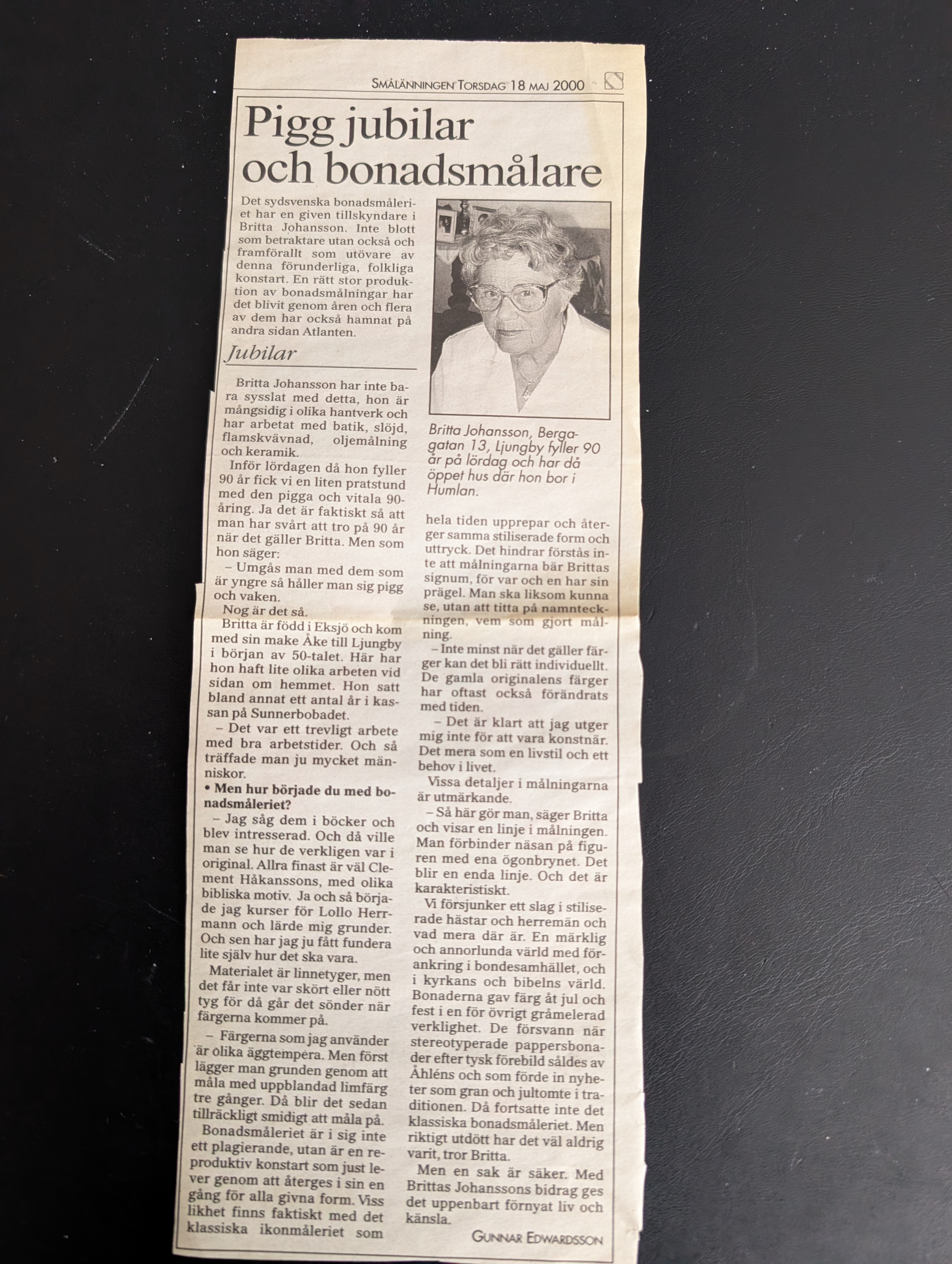 Ur Smålänningen på Brittas 90-årsdag